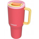 KAMBUKKA Termo con Asa Tumbler 950ML con Pajita 24H en Frio Color Rosa Papaya
