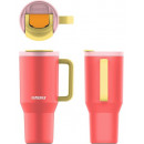 KAMBUKKA Termo con Asa Tumbler 950ML con Pajita 24H en Frio Color Rosa Papaya
