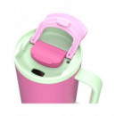 KAMBUKKA Termo con Asa Tumbler 950ML con Pajita 24H en Frio Color Chicle