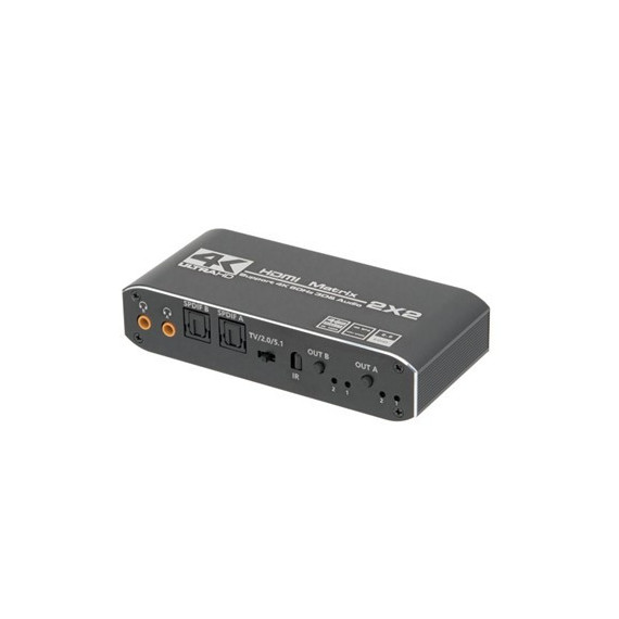 Matriz HDMI 2X2 con Extraccion de Audio Intependiente con Mando AV36  LALO