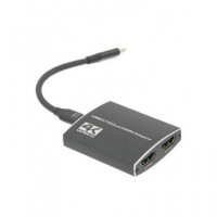 Adaptador Splitter USB Tipo C/m a 2XHDMI+TOMA Jack 3.5 Compatible para Nintento Switch AV41  EUROCONNEX