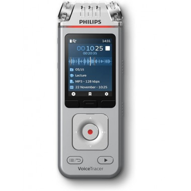 PHILIPS Grabadora de Voz Digital DVT4115 con 3 Microfonos Hi-fi 8GB y Ranura Micro Sd,sembley