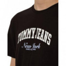 Tjm Slim Varsity Pop Tee Ext Black  TOMMY JEANS