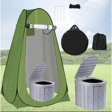 KIT DE INODORO PORTATIL CON TIENDA PLEGABLE