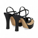 Sandalia Lazo Plataforma Beige+negro  LODI