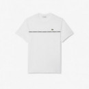 Camiseta de Punto Jersey de Algodón con Ribete de LACOSTE Blanc