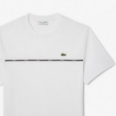 Camiseta de Punto Jersey de Algodón con Ribete de LACOSTE Blanc
