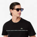 Camiseta de Punto Jersey de Algodón con Ribete de LACOSTE Noir