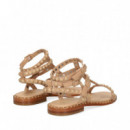 Sandalia Doble Gilda Tachas Todo Beige  ASH