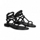 Sandalia Doble Gilda Tachas Todo Negro  ASH