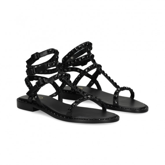 Sandalia Doble Gilda Tachas Todo Negro  ASH