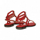 Sandalia Doble Gilda Tachas Oro+rojo  ASH