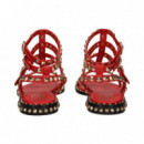 Sandalia Doble Gilda Tachas Oro+rojo  ASH