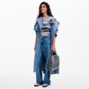 Mochila Trenzada Efecto Denim Mediana  DESIGUAL