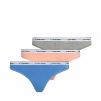 3PACK Tanga CALVIN KLEIN Azul-gris-coral
