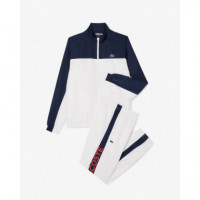 Survetement Blanc/marine-grenadine  LACOSTE