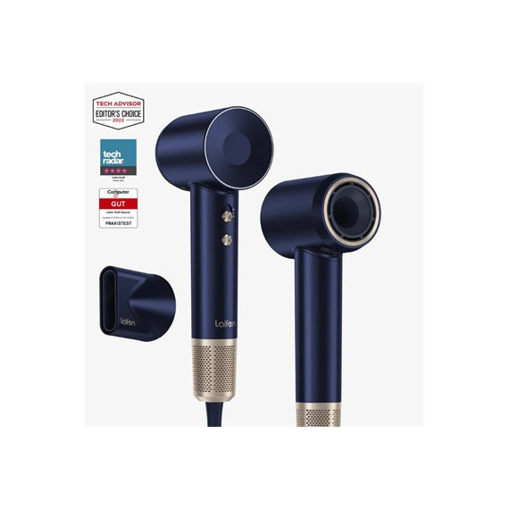 LAIFEN Secador de Pelo Swift Premium Plata Negro con Ionizador 1600W Cable 1.8MTRS con Funda y Difus