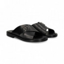 Sandalia Tira Cruzada Piel Negro  ROBERTO CAVALLI