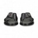 Sandalia Tira Cruzada Piel Negro  ROBERTO CAVALLI