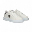 Deportivo Logo Metalico Lado Piel Blanco  ROBERTO CAVALLI