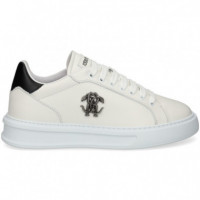 Deportivo Logo Metalico Lado Piel Blanco  ROBERTO CAVALLI