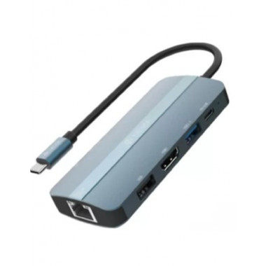 DEVIA Adaptador 9 en 1 Tipo C a HDMI/RJ45/TIPO C/3XUSB A/lector Tarjeta