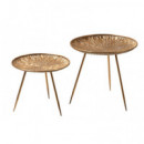 Set 2 Mesas Metal Dorado Hoja  PÉREZ ÁVILA