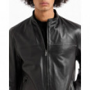 Chaqueta de Cuero Auténtico Mate Black AF13136  ARMANI EXCHANGE