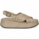 Sandalia Cruzada Plataforma Gris  PONS QUINTANA