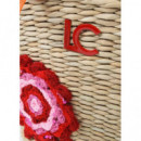 Capazo con Flores Aplicadas de Crochet C  LOLA CASADEMUNT