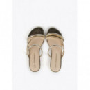 Sandalia con Tiras Metalizadas y Tacón D  LOLA CASADEMUNT