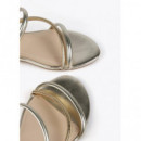 Sandalia con Tiras Metalizadas y Tacón D  LOLA CASADEMUNT