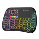 SAVIO Mini Teclado Inalambrico Smart TV KW-04 Teclado Qwerty/compatible con TV Box y Consolas