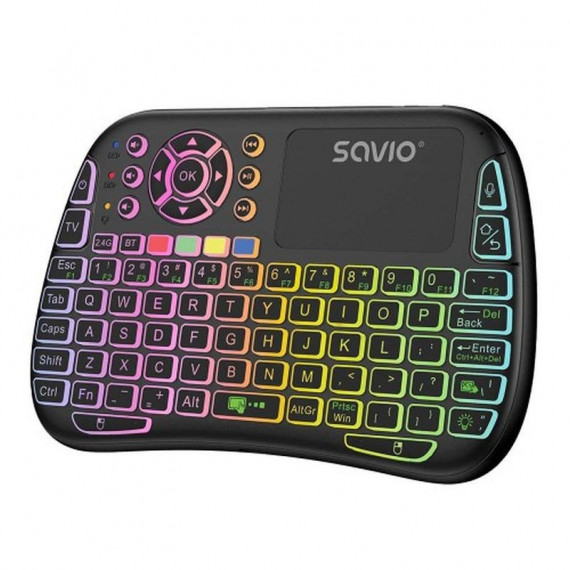 SAVIO Mini Teclado Inalambrico Smart TV KW-04 Teclado Qwerty/compatible con TV Box y Consolas