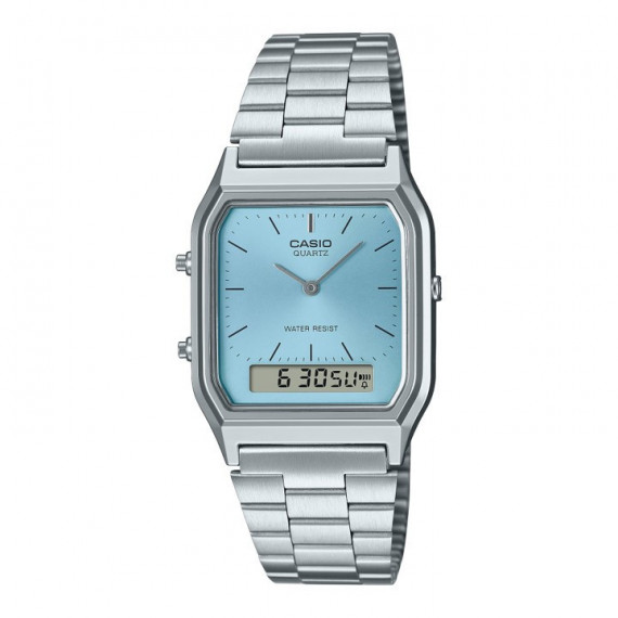CASIO AQ-230A-2A1MQY – Doble Display Vintage con Esfera Azul Celeste