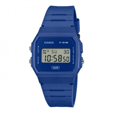 Reloj CASIO F-91WB-2A1 Unisex Digital con Diseño Minimalista y Correa de Resina Ecológica Azul