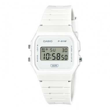 Reloj CASIO F-91WB-7A Unisex Digital con Diseño Minimalista y Correa de Resina Ecológica Blanca