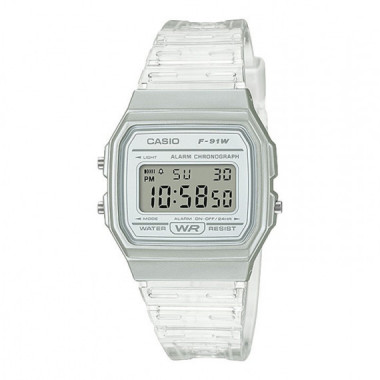 Reloj CASIO F-91WS-7E Unisex Digital con Diseño Retro y Correa de Resina Translúcida