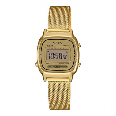 Reloj CASIO LA670WEMY-9E Unisex Digital Vintage con Correa de Malla Dorada