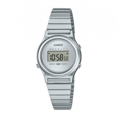 Reloj Casio LA700WE-4A Unisex Digital Elegante con Correa de Acero Inoxidable Plateado