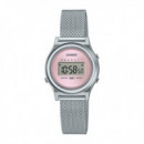 CASIO LA700WEM-4A Reloj Digital Femenino – Malla de Acero Inoxidable, Esfera Rosa, Estilo Retro