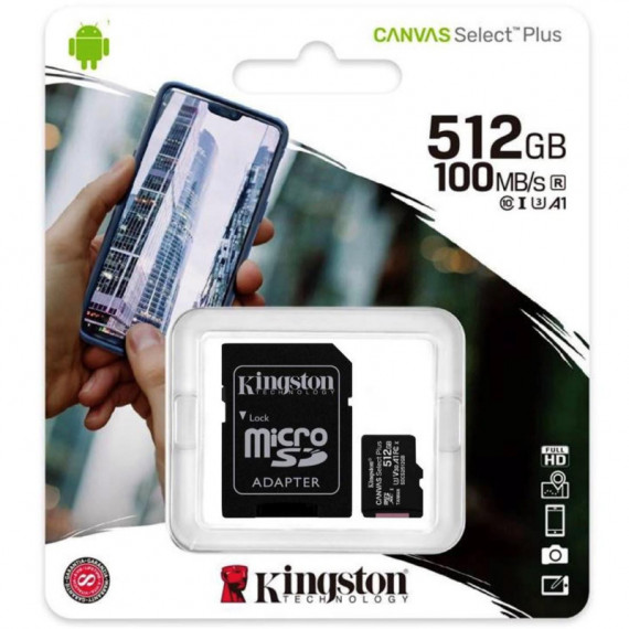 Memoria Micro SDCS2 512GB Class 10 KINGSTON 100MB/S Uhs-i