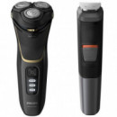 PHILIPS Afeitadora S3333/58 Wet & Dry Pack con Trimmer 6-1