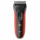 BRAUN Afeitadora SERIES3  3030S Negra/rojo