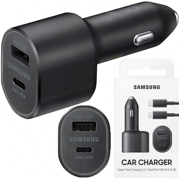 Cargador Coche USB y Usb-c- 45W+15W+ Cable Usb-c a Usb-c SAMSUNG (EP-L5300XB)