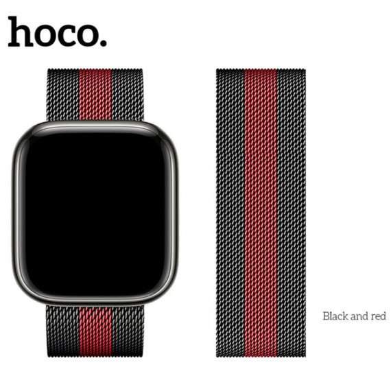 HOCO Iwatch WA03 Simple Beauty Series Milanese Steel Strap (38/40/41MM) Negro y Rojo