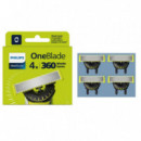PHILIPS QP440/50 Recambio para Oneblade 360 Pack de 4