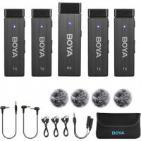 BOYA BY-W4 Pack 4 Micrófonos Inalámbricos 2.4GHZ