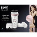BRAUN Silk-épil 9-855 Sensosmart Skinspa Impermeable Blanco/oro Rosa