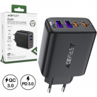 Cargador Usb-c  ACEFAST A61 PD45W Gan 2X Usb-c+ 2X Usb-a Negro